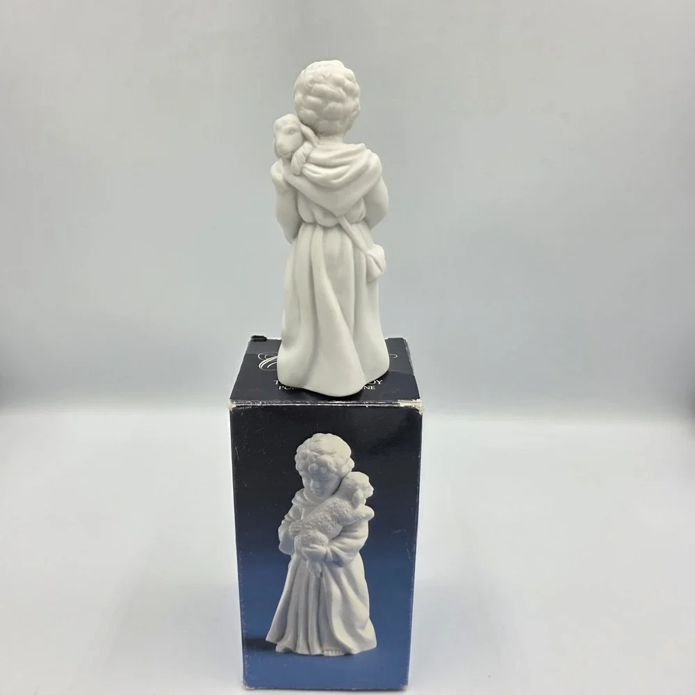 Avon Nativity Collectibles The Shepherd Boy Lamb Porcelain Bisque‎ Figurine 1983